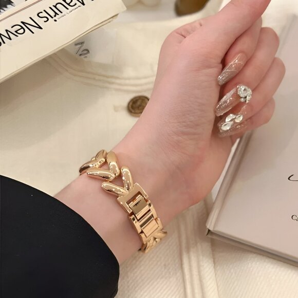 Apple Watch Band Adjustable Stylish Strap Silver Stainless Chain Band - Rosegold - Picture 3 of 6